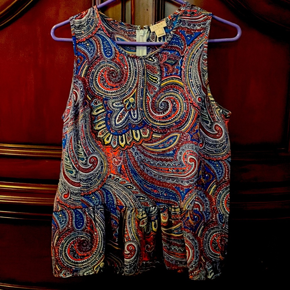 J crew paisley peplum tank top